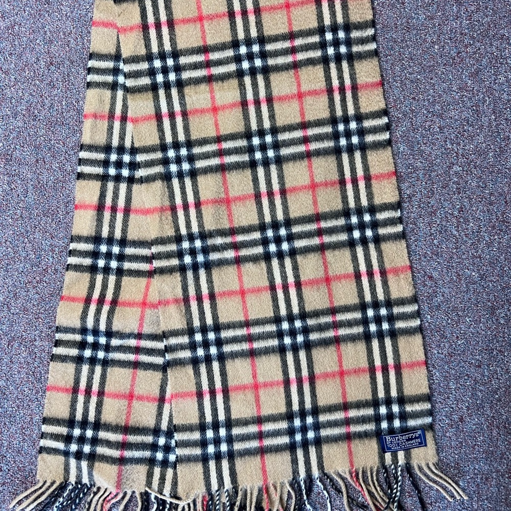 Burberry Tan and Black Cashmere Scarf
